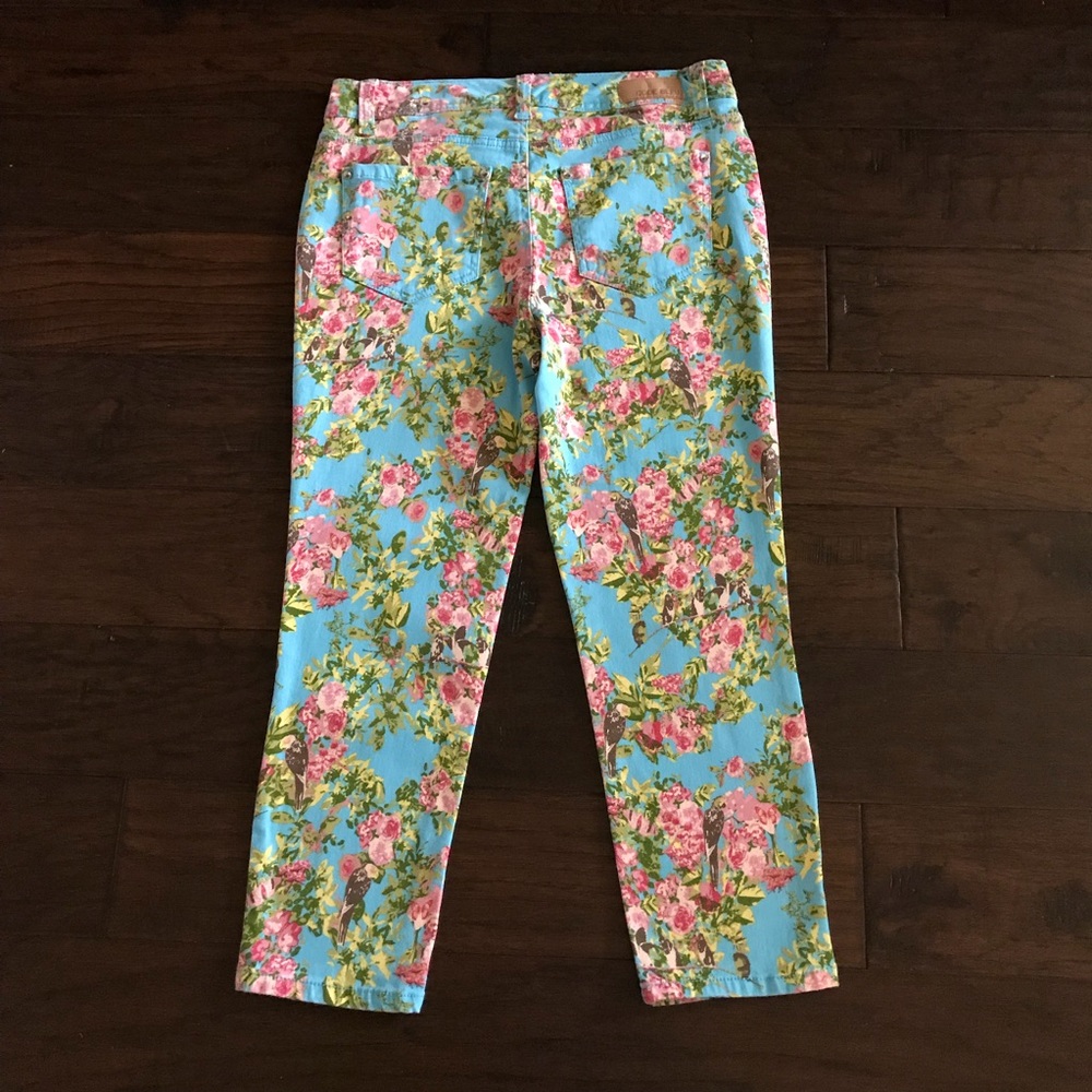 Code Bleu Rose Print High Rise Aimee Denim Crop - image 3